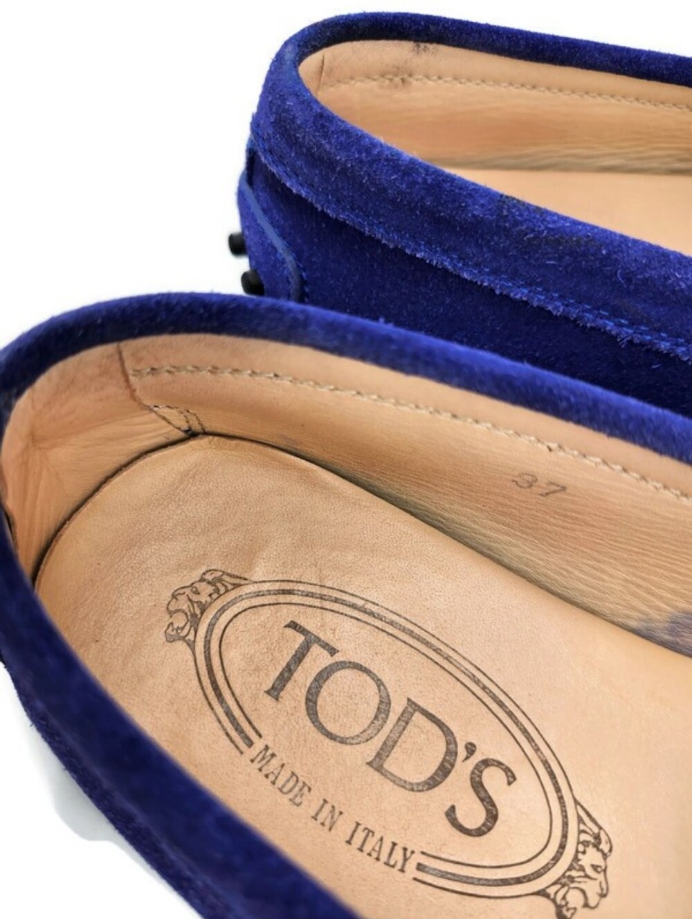Tod's Gommino Vibrant Dark Blue Suede Slip-On Moc-Toe Driving Penny Loafers - Picture 9 of 15